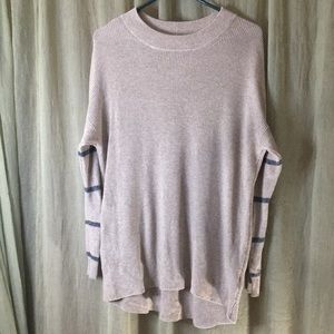 AMERICAN EAGLE Women Oatmeal and Blue Stripe Oversized Sweater